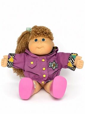 Vintage Cabbage Patch Kids Doll Purple Zebra Outfit 90s Retro CPK
